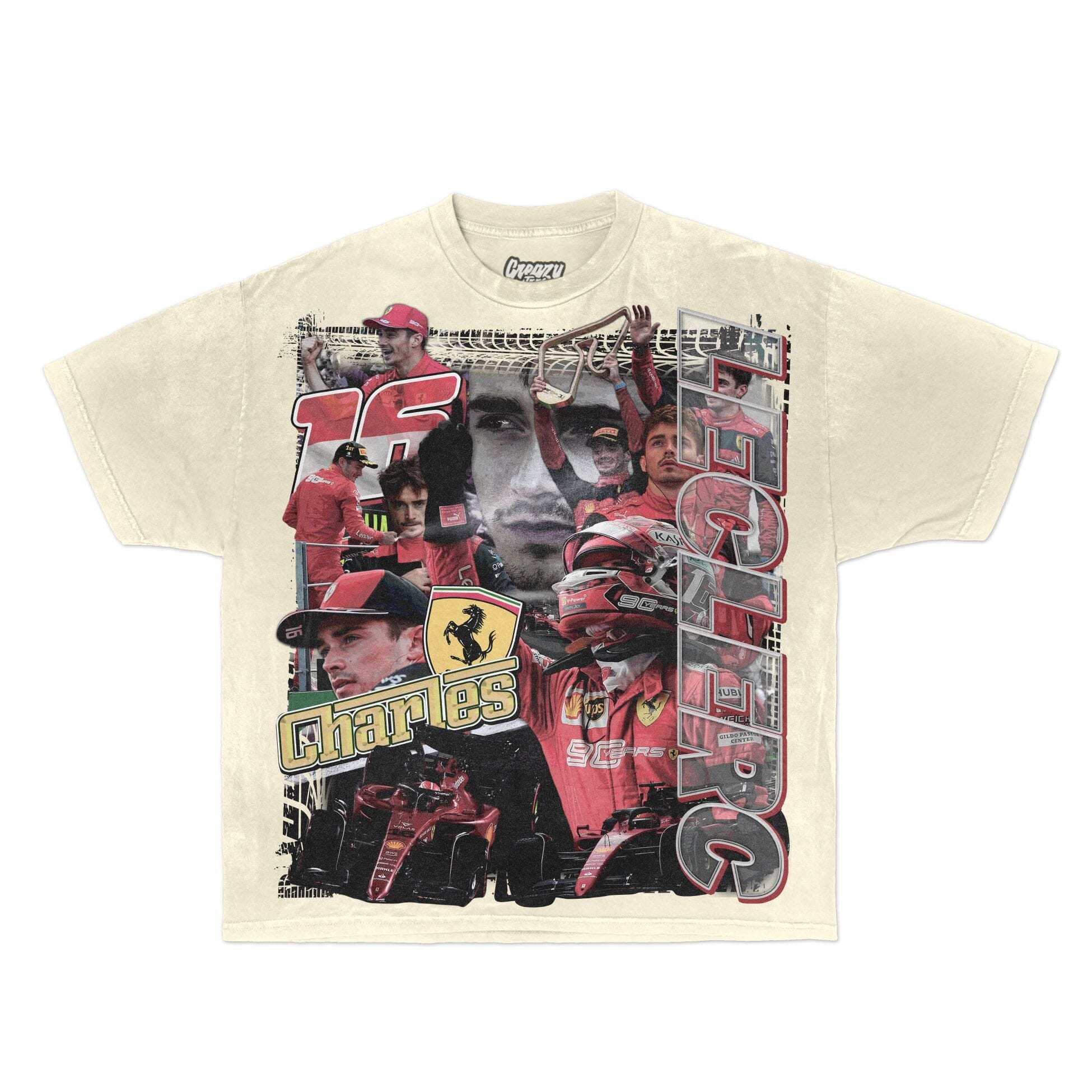 Charles Leclerc Tee Tee Greazy Tees XS Off White Oversized