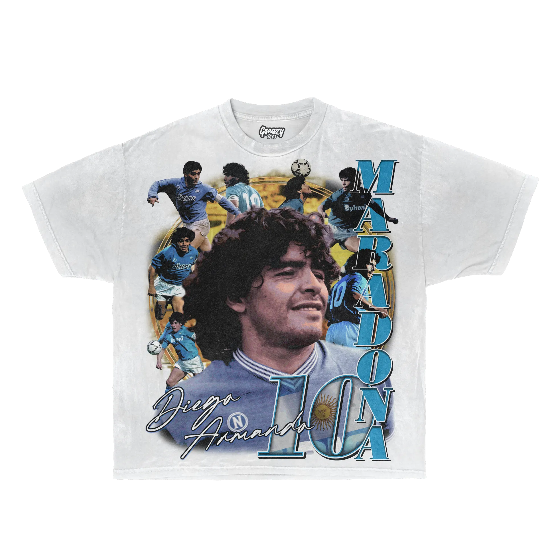 Diego Maradona Tee Tee Greazy Tees XS White Oversized