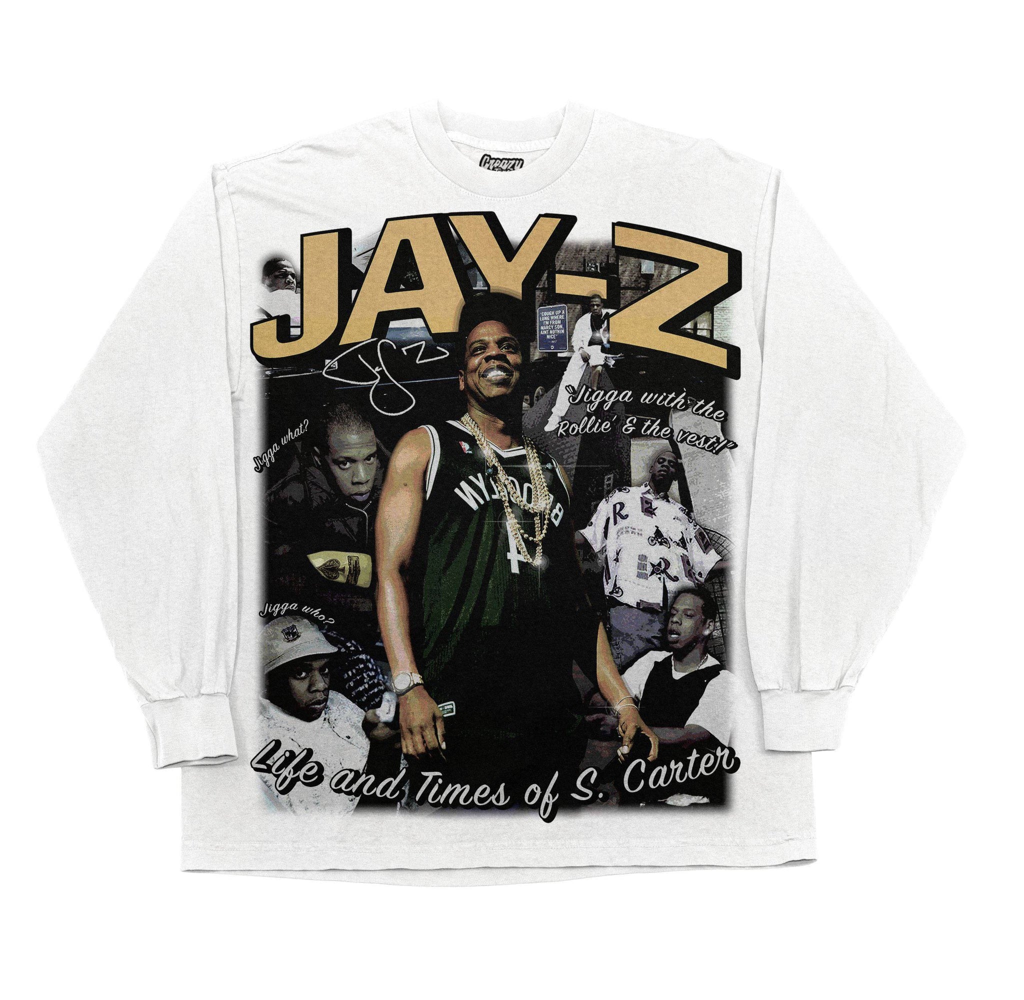 Jay-Z Long Sleeved Tee Tee Greazy Tees XS White Oversized