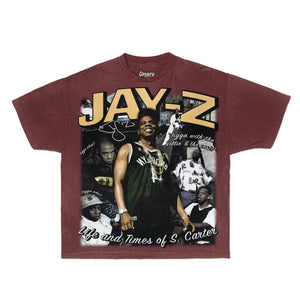 Jay-Z Tee Tee Greazy Tees Burgundy XS Oversized