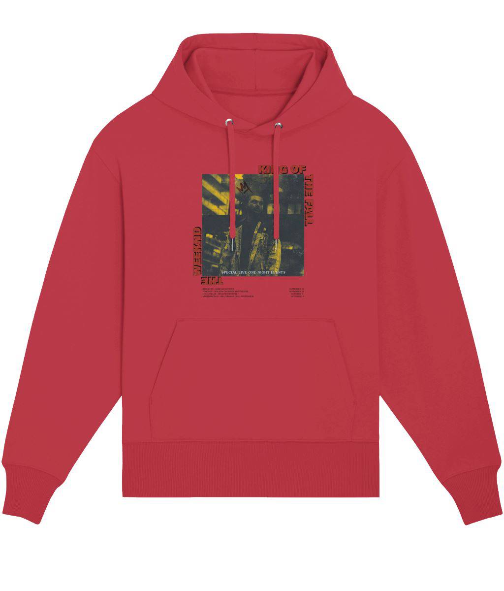 King Of The Fall Hoody Hoody Greazy Tees XS Red Oversized