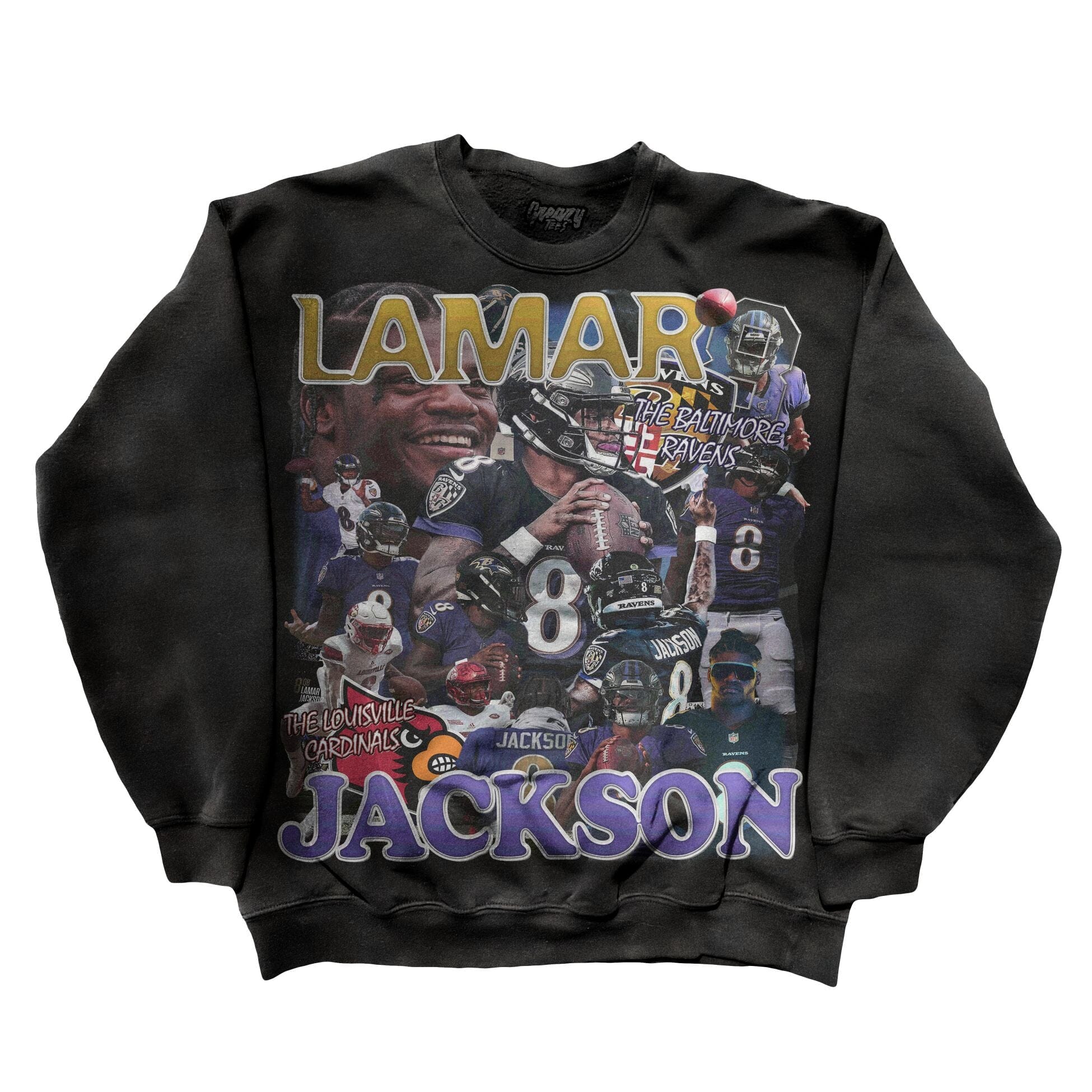 Lamar Jackson Sweatshirt Sweatshirt Greazy Tees XS Black Oversized
