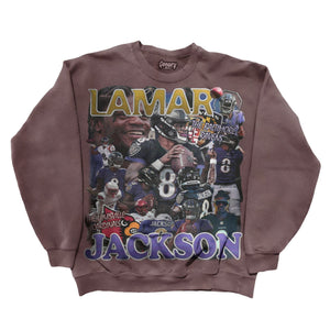 Lamar Jackson Sweatshirt Sweatshirt Greazy Tees XS Coffee Brown Oversized