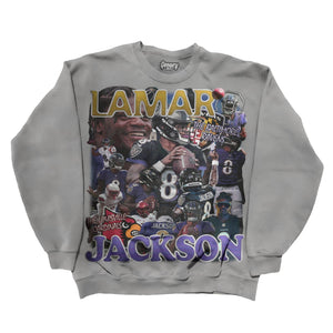 Lamar Jackson Sweatshirt Sweatshirt Greazy Tees XS Grey Oversized