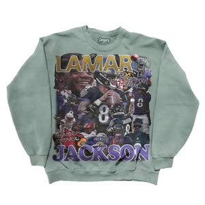 Lamar Jackson Sweatshirt Sweatshirt Greazy Tees XS Mint Green Oversized