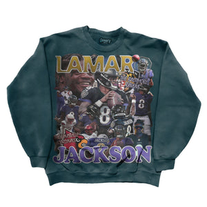 Lamar Jackson Sweatshirt Sweatshirt Greazy Tees XS Teal Oversized