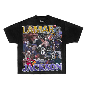 Lamar Jackson Tee Tee Greazy Tees XS Black Oversized