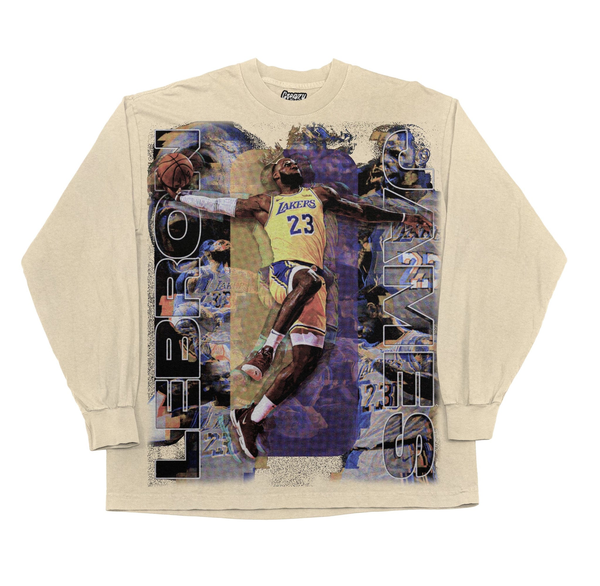 Lebron James Long Sleeved Tee Tee Greazy Tees XS Off White Oversized