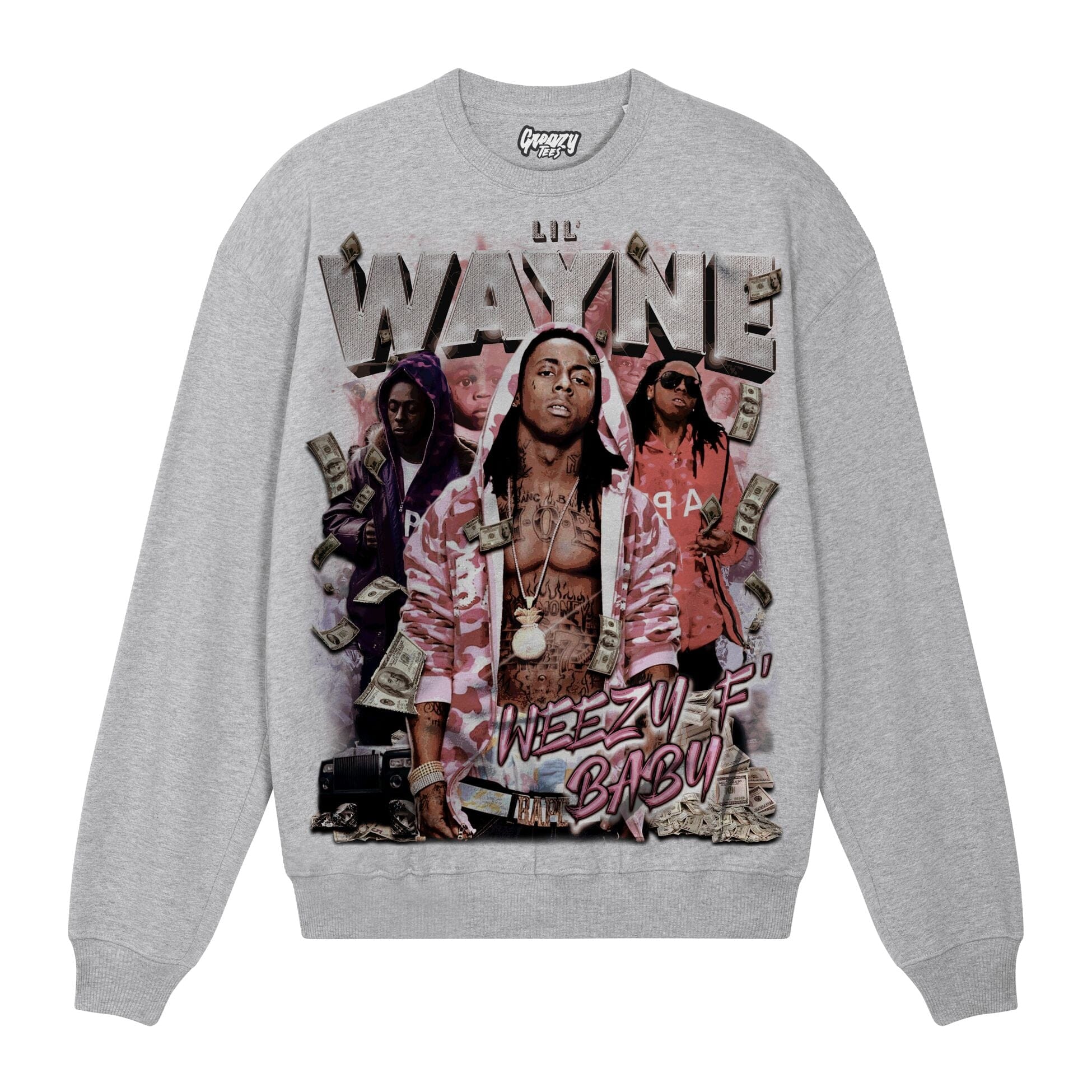 Lil' Wayne Sweatshirt Sweatshirt Greazy Tees XS Grey Oversized