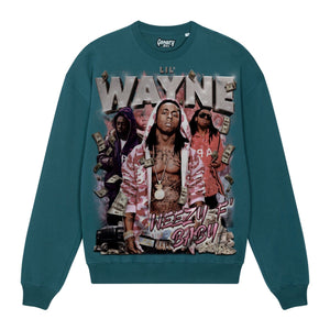 Lil' Wayne Sweatshirt Sweatshirt Greazy Tees XS Teal Oversized