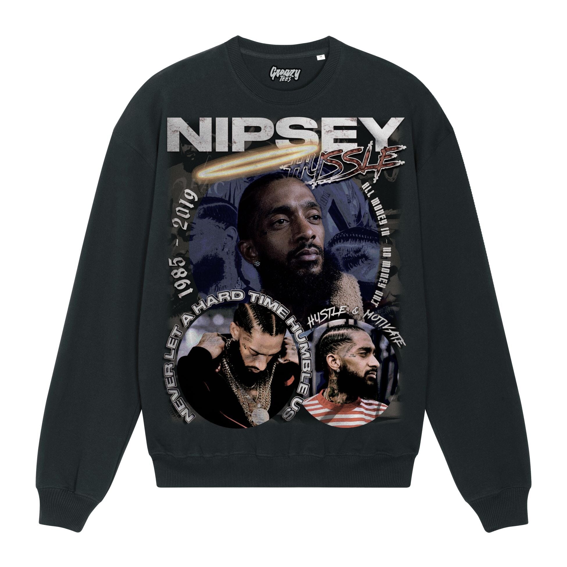Nipsey Hussle Sweatshirt Sweatshirt Greazy Tees XS Black Oversized