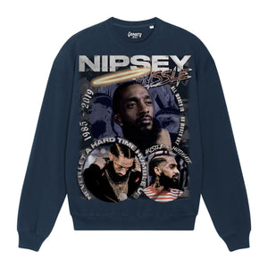 Nipsey Hussle Sweatshirt Sweatshirt Greazy Tees XS Navy Oversized