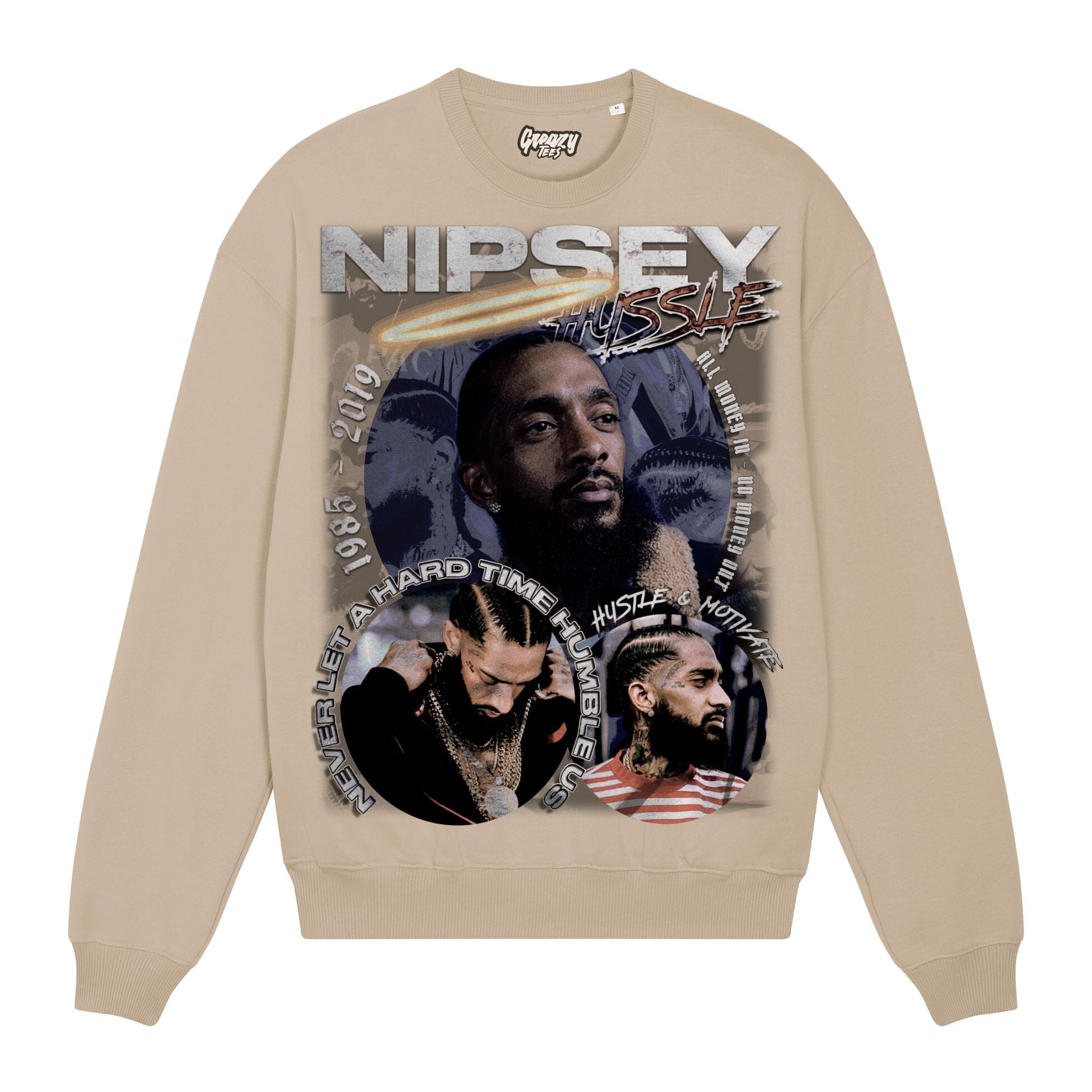 Nipsey Hussle Sweatshirt Sweatshirt Greazy Tees XS Sand Oversized