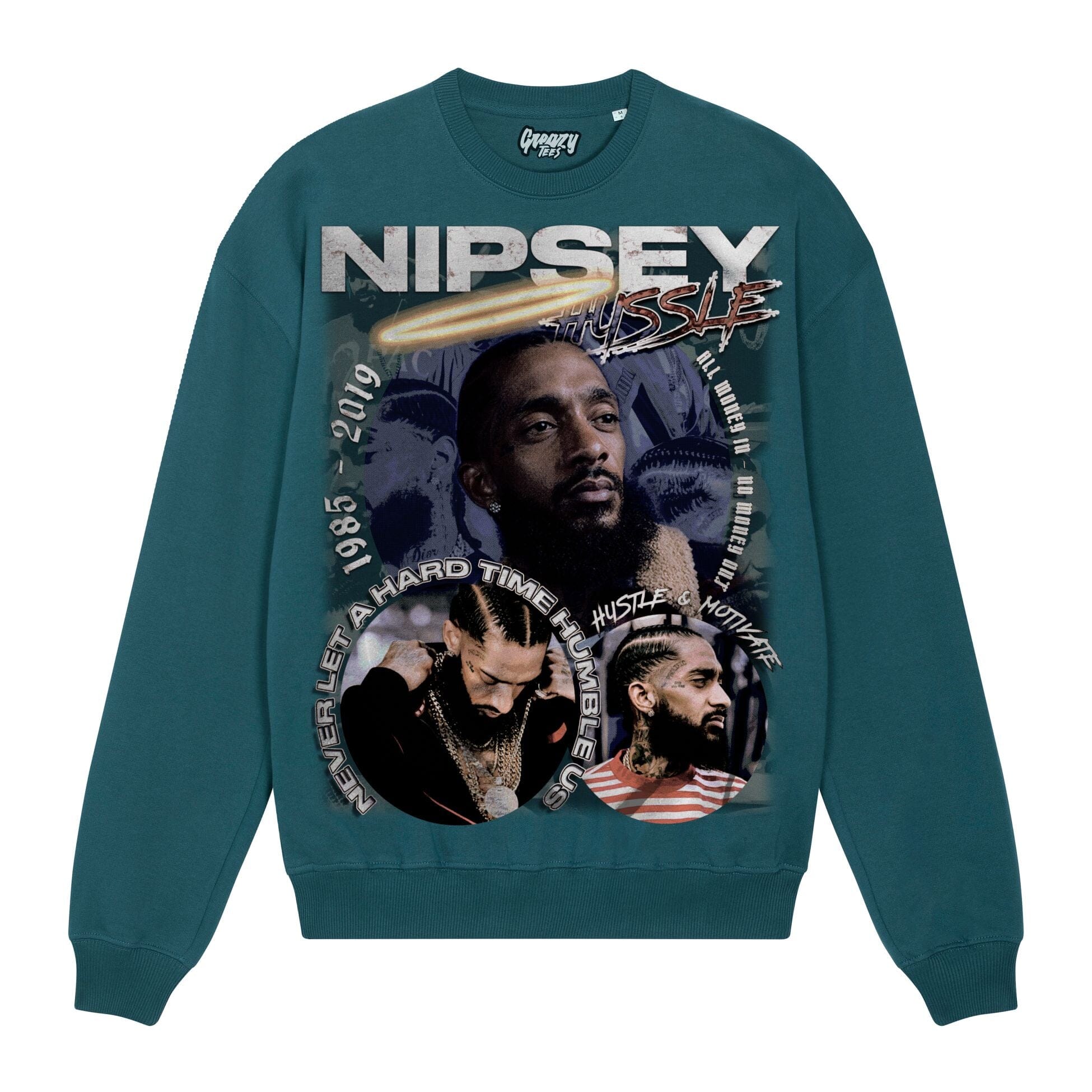 Nipsey Hussle Sweatshirt Sweatshirt Greazy Tees XS Teal Oversized