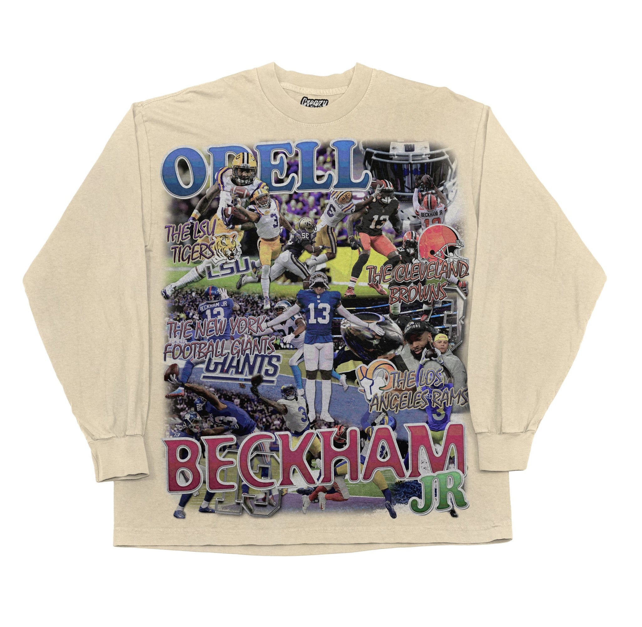Odell Beckham Jr Long Sleeved Tee Tee Greazy Tees XS Off White Oversized