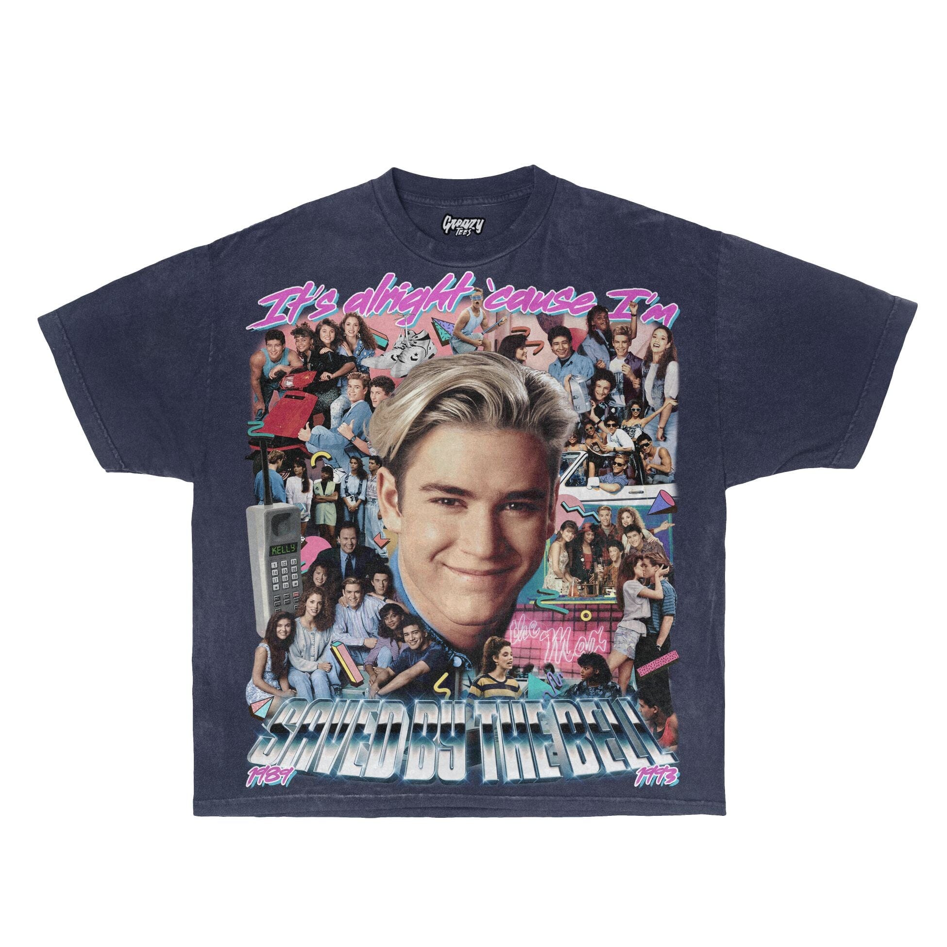 Saved By The Bell Tee Tee Greazy Tees XS Navy Oversized