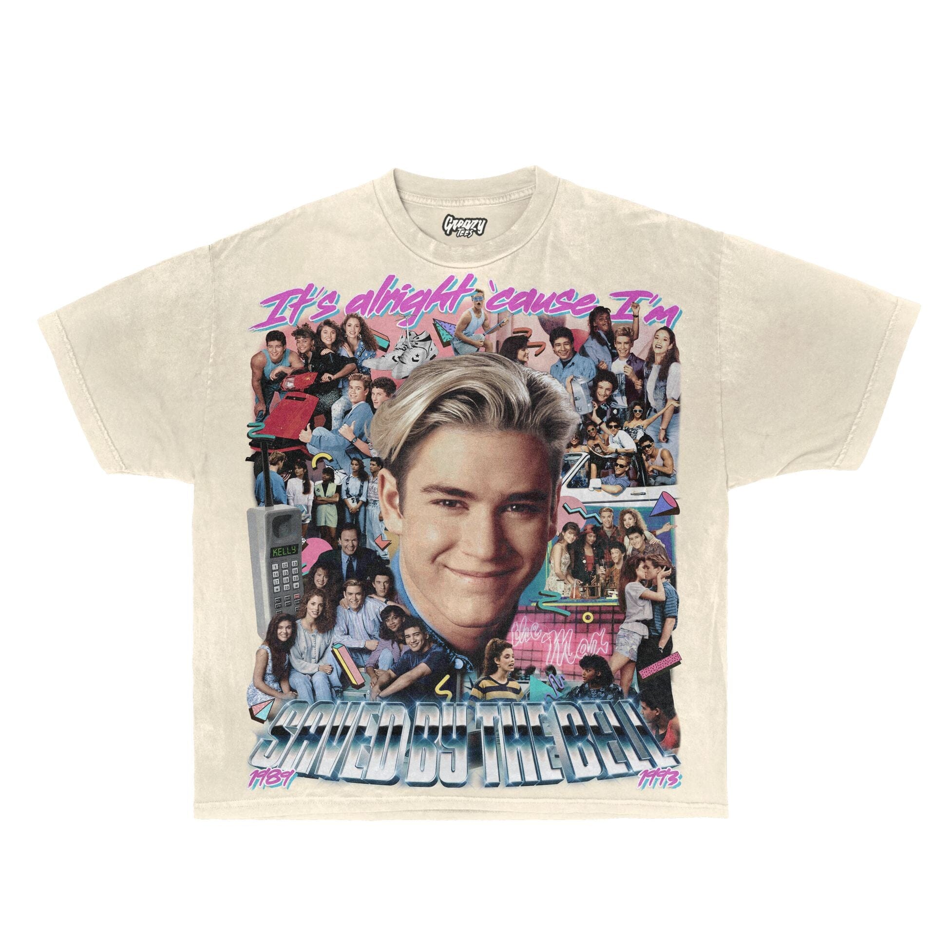 Saved By The Bell Tee Tee Greazy Tees XS Off White Oversized
