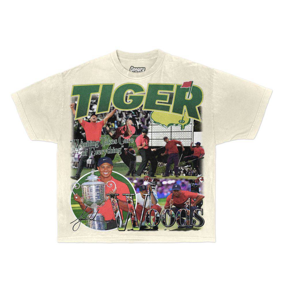 Tiger Woods Tee Tee Greazy Tees XS Off White Oversized