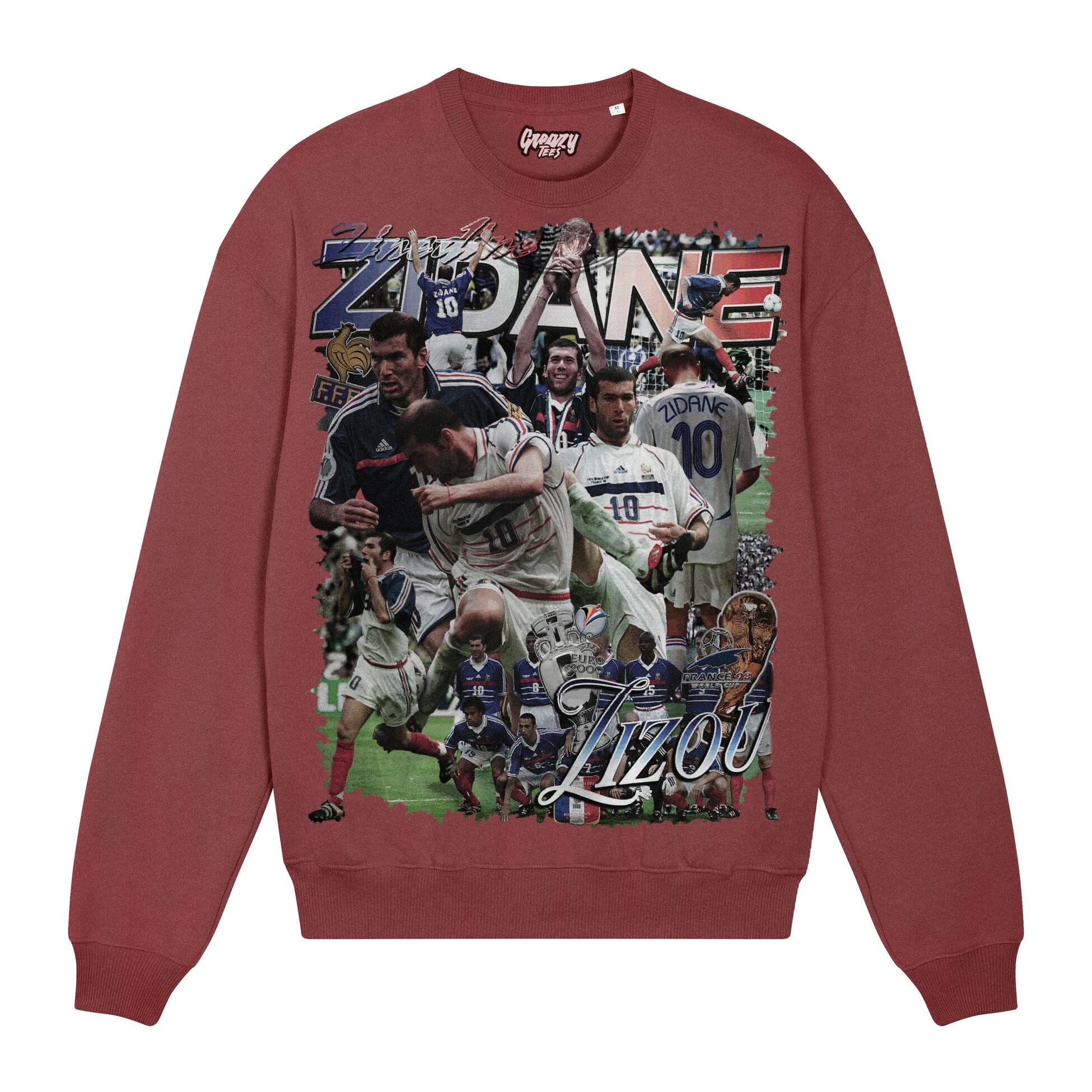 Zidane Sweatshirt Sweatshirt Greazy Tees XS Burgundy Oversized