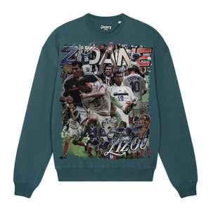 Zidane Sweatshirt Sweatshirt Greazy Tees XS Teal Oversized